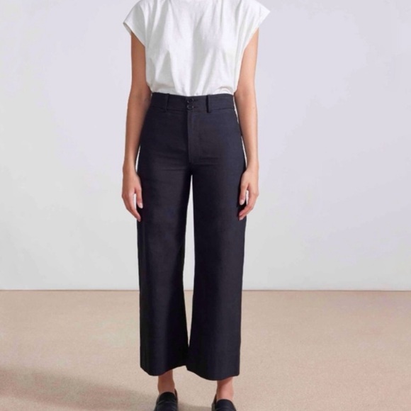 Apiece Apart Merida High Rise Wide Leg Pants Size 4 Black - Picture 1 of 8